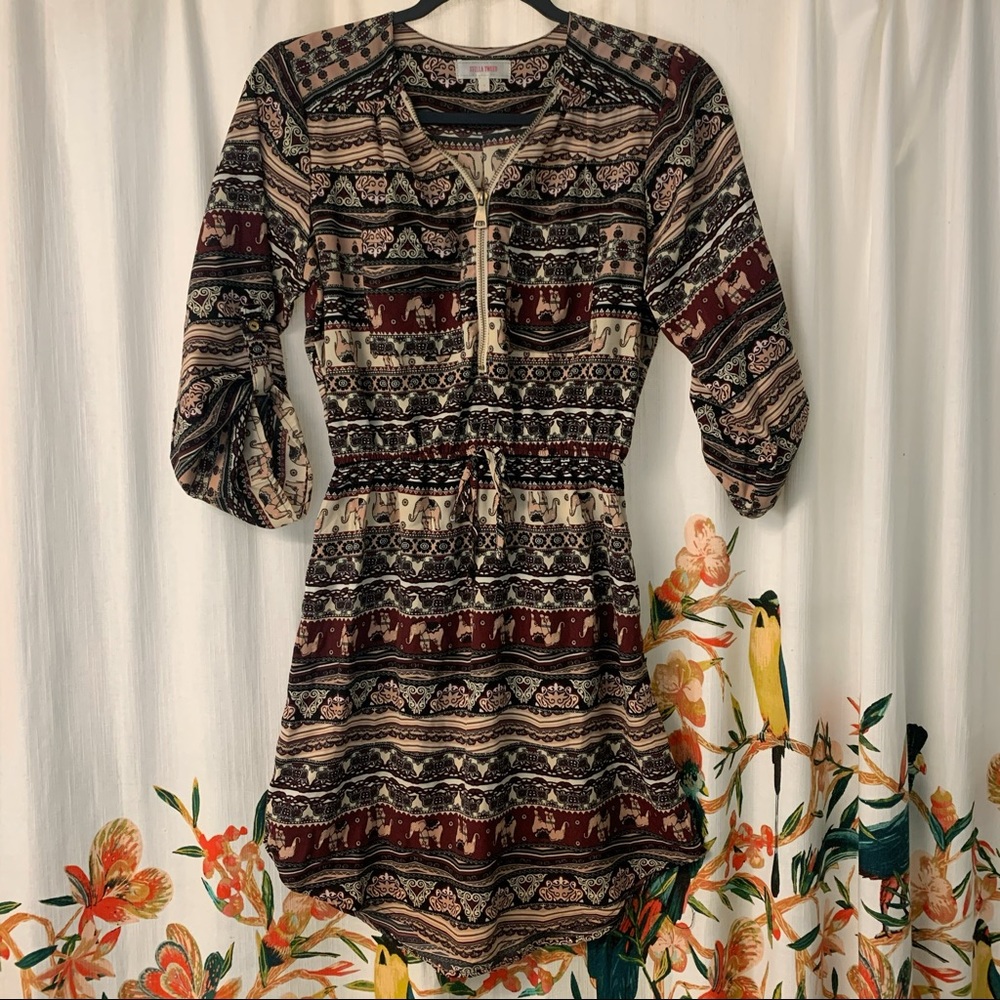 Stella Tweed Boho Elephant Print Dress